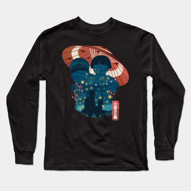 Fireflies Landscape Long Sleeve T-Shirt by DANDINGEROZZ